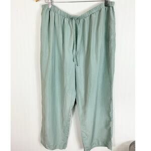 Soft Surroundings Womens Silk Pull On Pants Blue Drawstring XL Petite